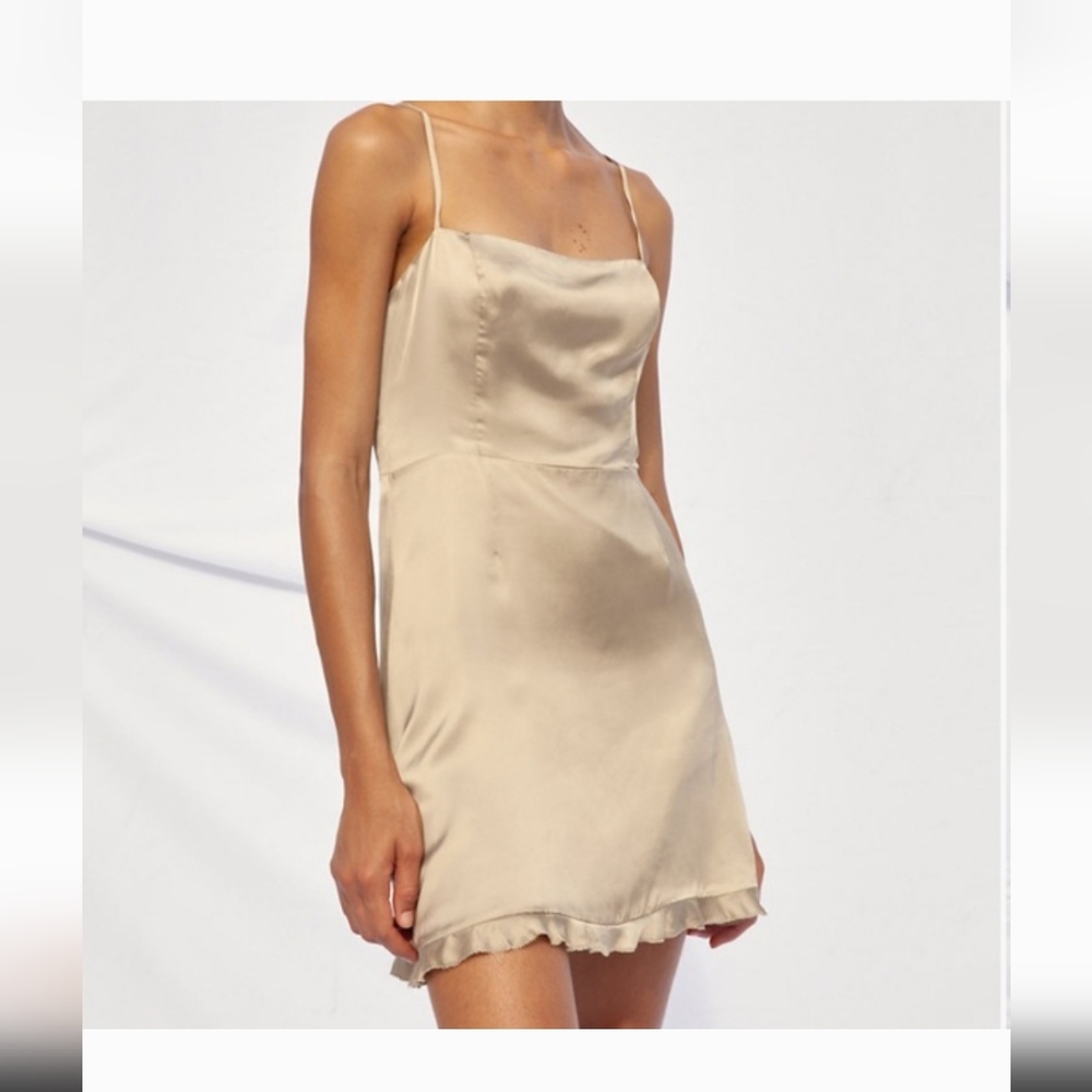 Aritzia satin Skye Satin Dress  Champagne Taupe